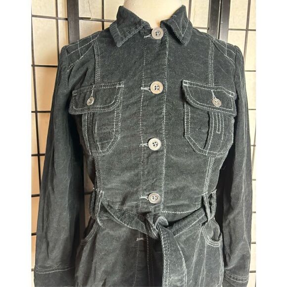 French Cuff Black Corduroy Type Button Up Jacket - Picture 3 of 8